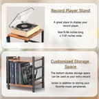 Coco Bird Vinyl Record Player Stand with 3-Tier Storage, Turntable Display Shelf for 200 Albums, Record Storage Table for Living Room, Stylish Holder with Speaker Storage