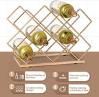 Countertop Wine Rack - 10 Bottle Freestanding Modern Gold Metal Small Wine Rack - Tabletop Wine Holder Stand for Cabinet, Pantry, Wine Bottle Storage…