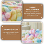 MEGO Fluffy Faux Rabbit Fur Bean Bag Chair Cover(No Filler), Luxury Plush Shaggy Striped Stuffed Animal Storage Bean Bag, 3FT Big Adults Fuzzy Decorative Beanbag Cover for Bedroom Living Room, Rainbow