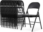 SIMPLI-Magic Black Foldable Chairs with Cushion, 12-Pack Padded Folding Chairs for Indoor/Outdoor Parties, Events, Weddings, and Dining