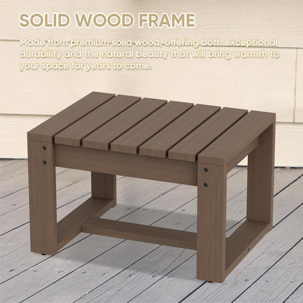 COOS BAY Natural Cedar Outdoor Patio Ottomans with Removable Cushions, Set of 2, Real Wood Footrests for Deck, Porch, Balcony, and Backyard, Brownish/Beige