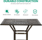 VIVIJASON 35.4" Patio Height Bar Table, All-Weather Cast Aluminum Bar Bistro Table Outdoor Patio Square Dining Table with 2.2" Umbrella Hole for Balcony, Lawn, Garden, Backyard, Antique Bronze