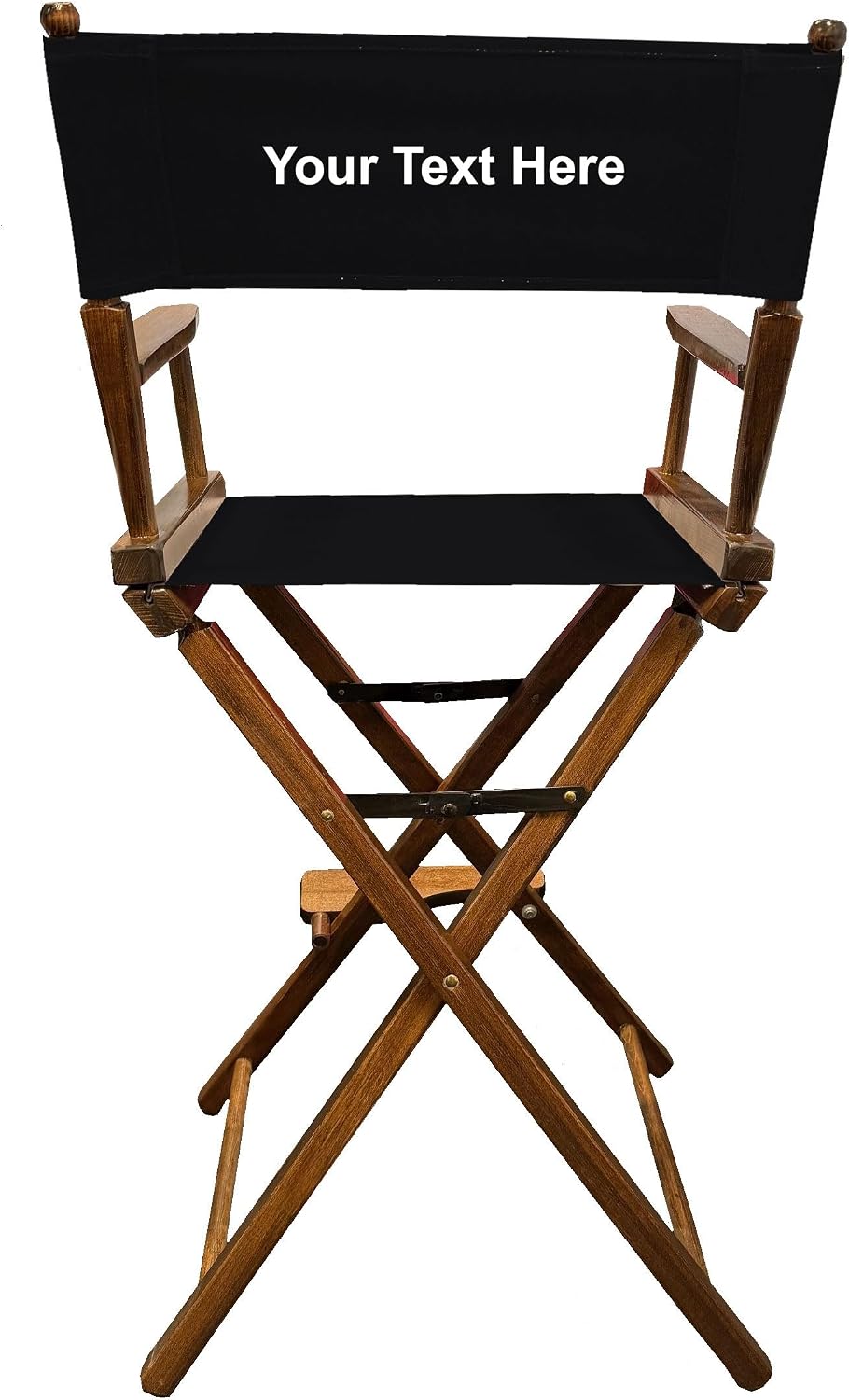 TLT Personalized Imprinted Contemporary 30 Inch Bar Height Walnut Frame Director's Chair - Black