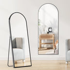 OLIXIS 64"x 21.5" Arched Mirror Full Length, Full Body Mirror with Stand, Hanging or Leaning for Wall, Floor Standing with Shatter-Proof Glass for Bedroom, Living Room, Long, Black