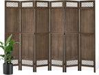 Privacy Screen Room Divider Panel - 67 Inch Tall Natural Wood Folding Partition Room Dividers, No-Assembly Required, Enhance Privacy and Aesthetic Appeal, Ideal for Home or Office Brown 6 Panel