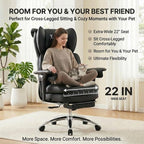 Big and Tall Office Chair, 400lbs Heavy Duty Wide Seat Executive Chair with Footrest, High Back Leather Computer Desk Chair for Home Office (Black)