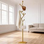 Gold coat rack,Coat Tree Freestanding heavy duty with 8 Hooks and Sturdy Metal Base for Coat Hats Purses,Tree-shaped Coat Stand for Entryway,Bedroom