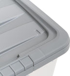 Amazon Basics Plastic Storage Containers with Secure Latching Lids, Stackable Organization Bins, Clear/Grey, 32 Quart, Set of 6