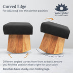 Meditation Bench (Burgundy), Seiza, Sustainable Acacia Wood with Curved Bottom Edges for The Perfect Posture, Meditation Stool, Prayer Bench, Meditation Chair, Yoga Stool