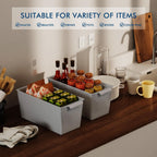 Plastic Storage Bins 6 Pack, Front Handle Design, 11"x5" Pantry Organization and Storage Open Top Baskets for Shelves Closet Cabinet Sink Counter Cupboard Drawer Rridge (Gray)