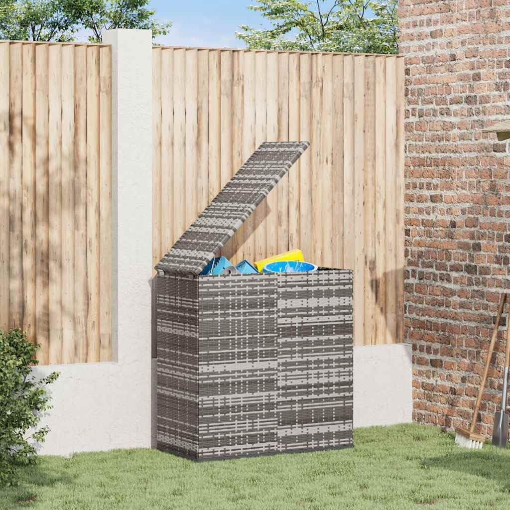 39.4x19.3x40.7 in Grey PE Rattan Cushion Box with Gas Lift, Weather-Resistant Outdoor Storage Bench for Patio Garden Deck