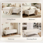 47 Inch Large Storage Ottoman Bench, Upholstered End of Bed Bench with Removable Lid, Diamond Tufted Seat, Wood Legs, Hidden Storage Organizer for Bedroom, Living Room, Entryway,Light Beige