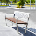 Garden Modern Outdoor Bench with Backrest and Armrests, Suitable for 2-4 People Seat(Large)