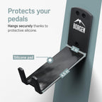 Borgen Bike Wall Mount Pedal Hook for E-Bikes, MTB & Road - Bicycle Wall Mount with Support Brackets and Wall Protection Pads, Suitable as Bike Rack Garage Bike Storage Shed and Bicycle Storage Indoor