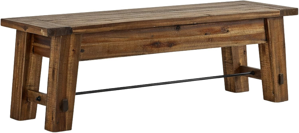 Durango Rustic Farmhouse Style 60-Inch Wood Bench - Industrial Modern Accent Furniture with Solid Wood Seat for Entryway, Dining Room, Hallway, Foyer, or Kitchen by Alaterre Furniture