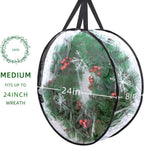 2-Pack Christmas Wreath Storage Container 24'', Clear Wreath Storage Bags with Dual Zippers for Xmas Seasonal Thanksgiving Holiday Artificial Wreath Storage