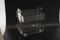 Acrylic Rolling Side Table, Acrylic Bedside Tables/Night Stand with Wheels, 2 Tier Utility Rolling Cart, Small End Table for Living Room, Bedroom, Office, 16.4'' L x 13.4'' W x 18.9'' H (Clear)