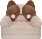 MONKISS Kids Couch, Comfy Toddler Chair, 2 in 1 Fold Out Kids Sofa, Baby Sitting Chair with Washable Cover, Toddler Furniture for Reading, TV and Playroom, Birthday Gift, 1-4 Years Old, Cute Dog