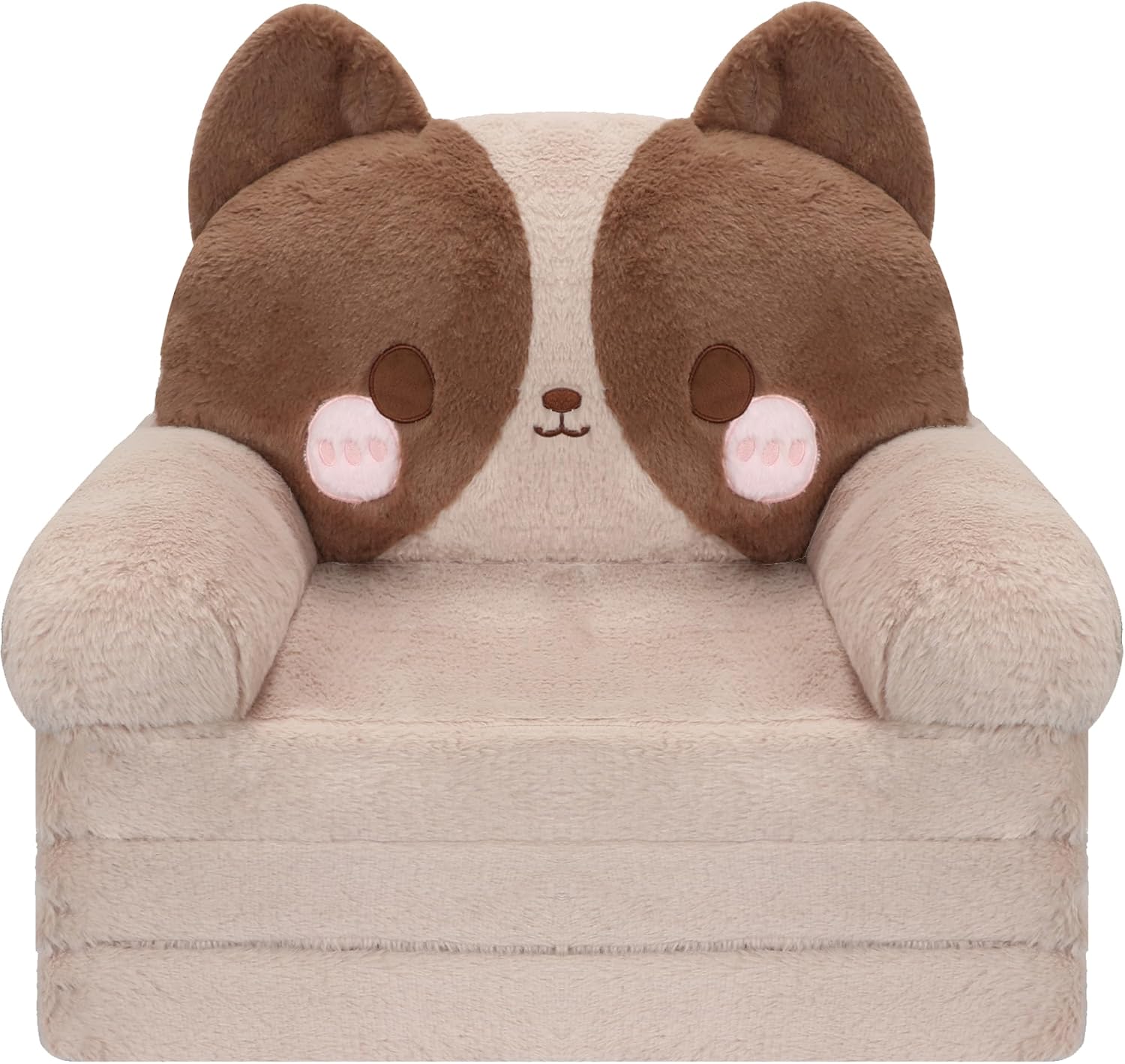 MONKISS Kids Couch, Comfy Toddler Chair, 2 in 1 Fold Out Kids Sofa, Baby Sitting Chair with Washable Cover, Toddler Furniture for Reading, TV and Playroom, Birthday Gift, 1-4 Years Old, Cute Dog