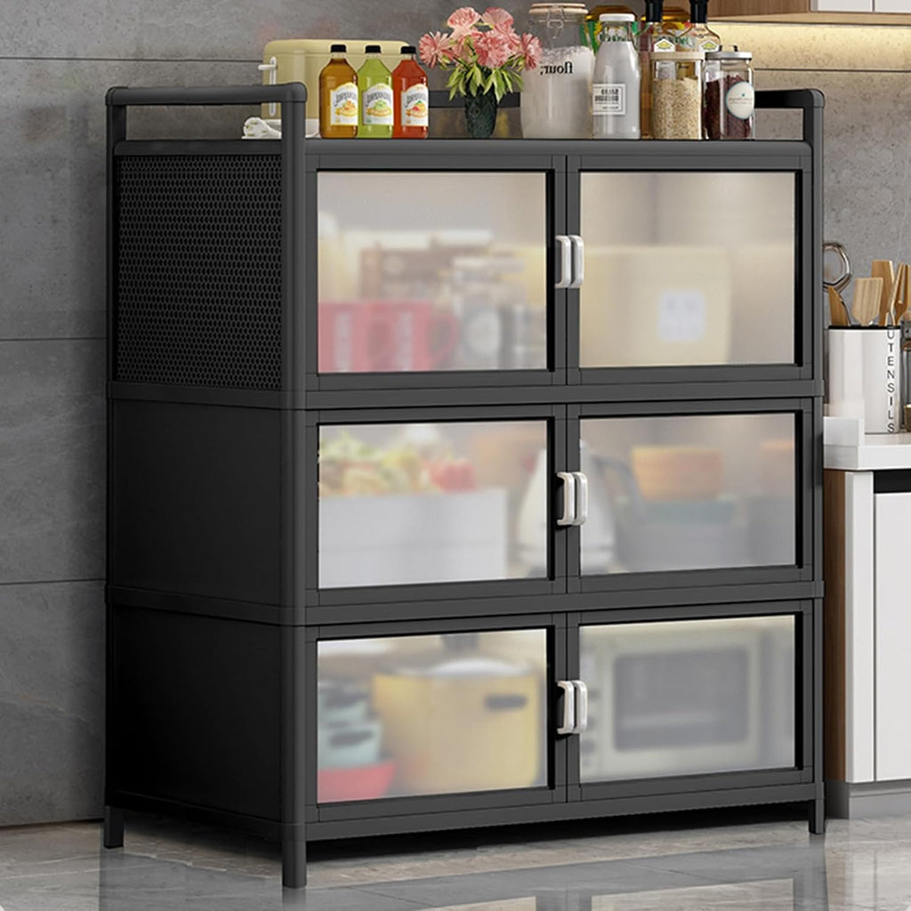 Kitchen Pantry Storage Cabinet, Bakers Rack with Storage, Freestanding Kitchen Storage Cabinet with Transparent Doors, Cupboard for Kitchen, Dining Room, Living Room and Bathroom(78*42*115cm/30.7*16.5
