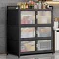 Kitchen Pantry Storage Cabinet, Bakers Rack with Storage, Freestanding Kitchen Storage Cabinet with Transparent Doors, Cupboard for Kitchen, Dining Room, Living Room and Bathroom(78*42*115cm/30.7*16.5