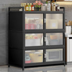 Kitchen Pantry Storage Cabinet, Bakers Rack with Storage, Freestanding Kitchen Storage Cabinet with Transparent Doors, Cupboard for Kitchen, Dining Room, Living Room and Bathroom(78*42*115cm/30.7*16.5