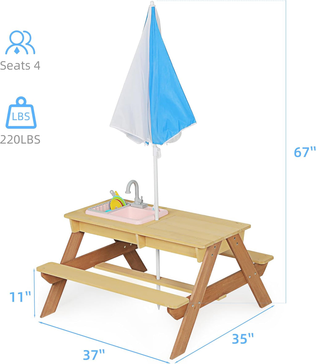 Natural Wood Kids Patio Chair, Non-Toxic Water-Based Paint Playroom Chair, Easy Assembly Anti-Tipping Chair for Ages 3-10,A4