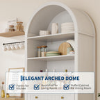 73" Tall Arched Cabinet, Arched Kitchen Pantry with Adjustable Shelves, Modern Display Storage Cabinets, Wooden Pantry Cabinet for Living Room, Dining Room