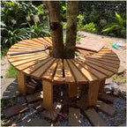 Wooden Curved Benches,Tree Bench Wrap Around Park Seating Slatted Seat,for Garden Patio Deck Lawn Yard