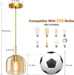 Pendant Lights Kitchen Island 2 Pack,Gold Pendant Lights with Glass Shade,Vintage Hanging Light Fixture Adjustable Cord for Kitchen,Dining Room,Hallway,Living Room,Foyer, Entryway