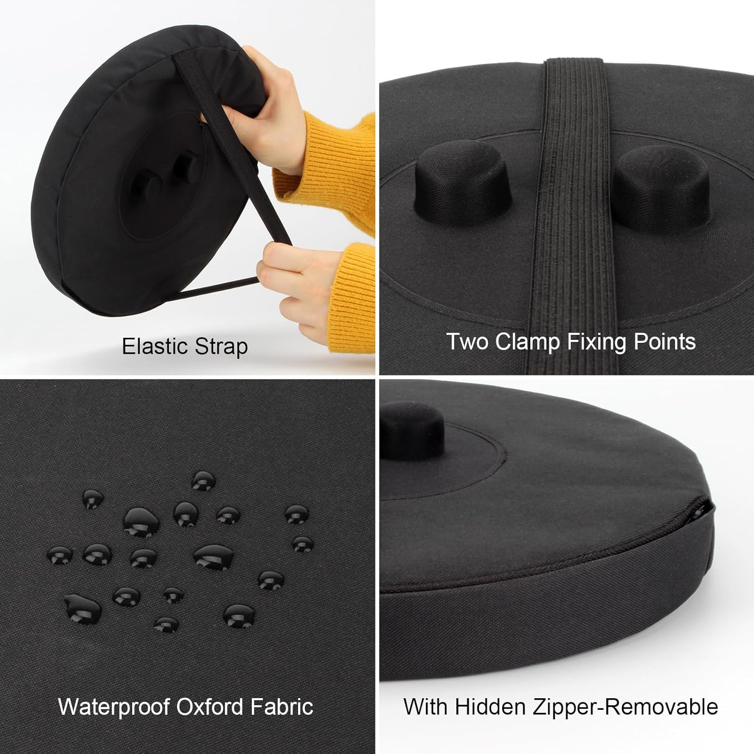 Telescopic Stool Cushion with Memory Foam, Round Thickened Collapsible Stool Chair Pads, Retractable Folding Stool Cushion with Elastic Strap, Fits Round Retractable Folding Stools, 1 Pack