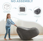 HUGHEAVEN Bean Bag Chair for Kids, Small Kids Bean Bag Chair, Cozy Reading Chair & Stuffed Floor Sofa, Soft Bean Bag Seat for Boys and Girls, Floor Chair for Gaming, Reading, Lounging & TV, Grey