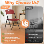 VTOY Heavy Duty Folding Chairs, 450 lbs Capacity Stackable Plastic Chairs, Durable & Comfortable for Indoor Outdoor, Wedding, Party, Patio, Office (Red 2 Pack)