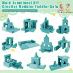 11pcs Modular Kids Play Couch Toddler Sectional Sofa DIY Creativing Convertible Play Fort Foam Play Couch Child Floor Folding Sofa for Playroom Bedroom Living Rooms Furniture(Dark Gray)