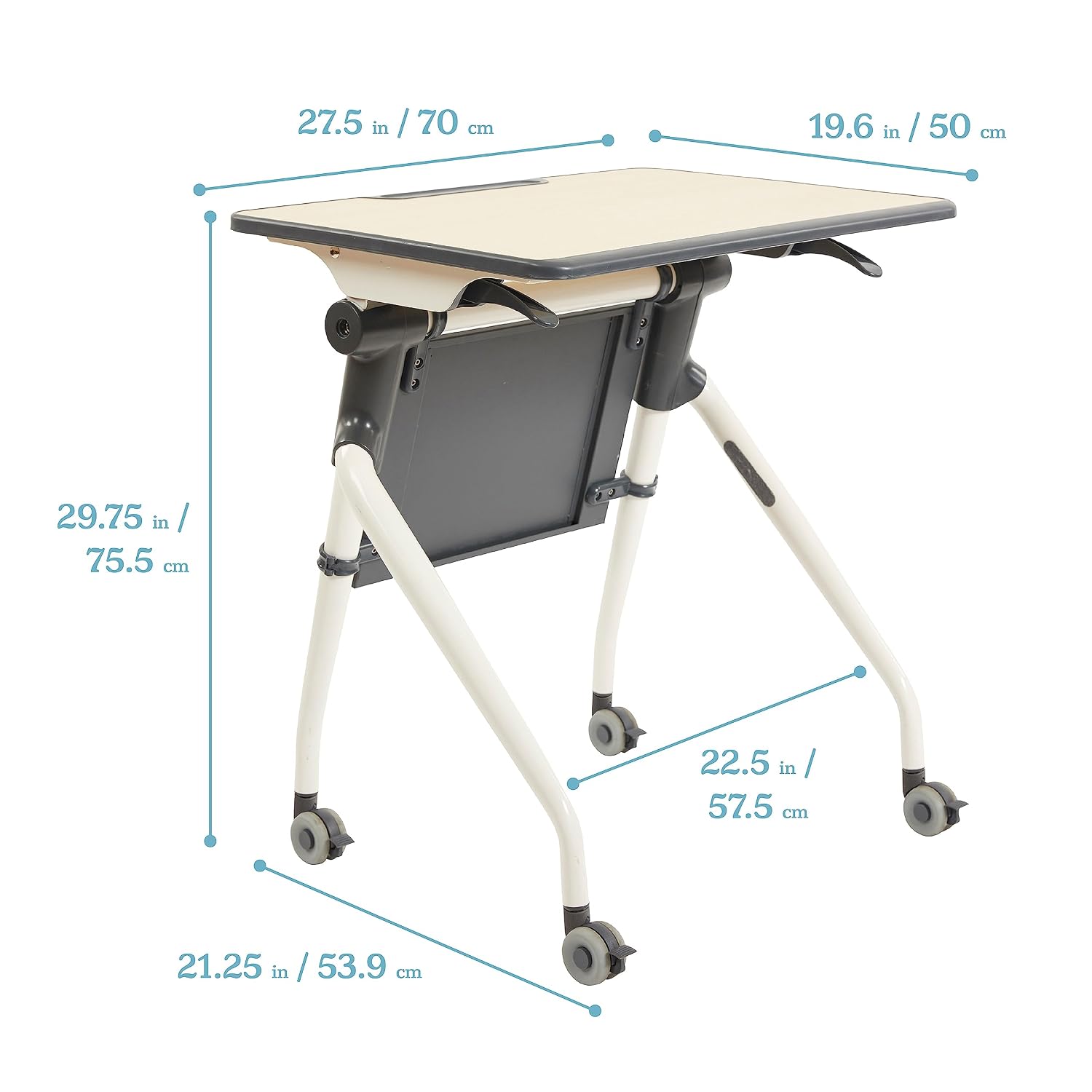 ECR4Kids Nesting Student Desk, Portable Table, Maple/Grey