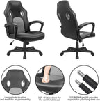 Office Gaming Chair High Back Leather Computer Chairs Ergonomic Height Adjustable Racing Game Desk Chair Executive Conference Task Chair (Grey)