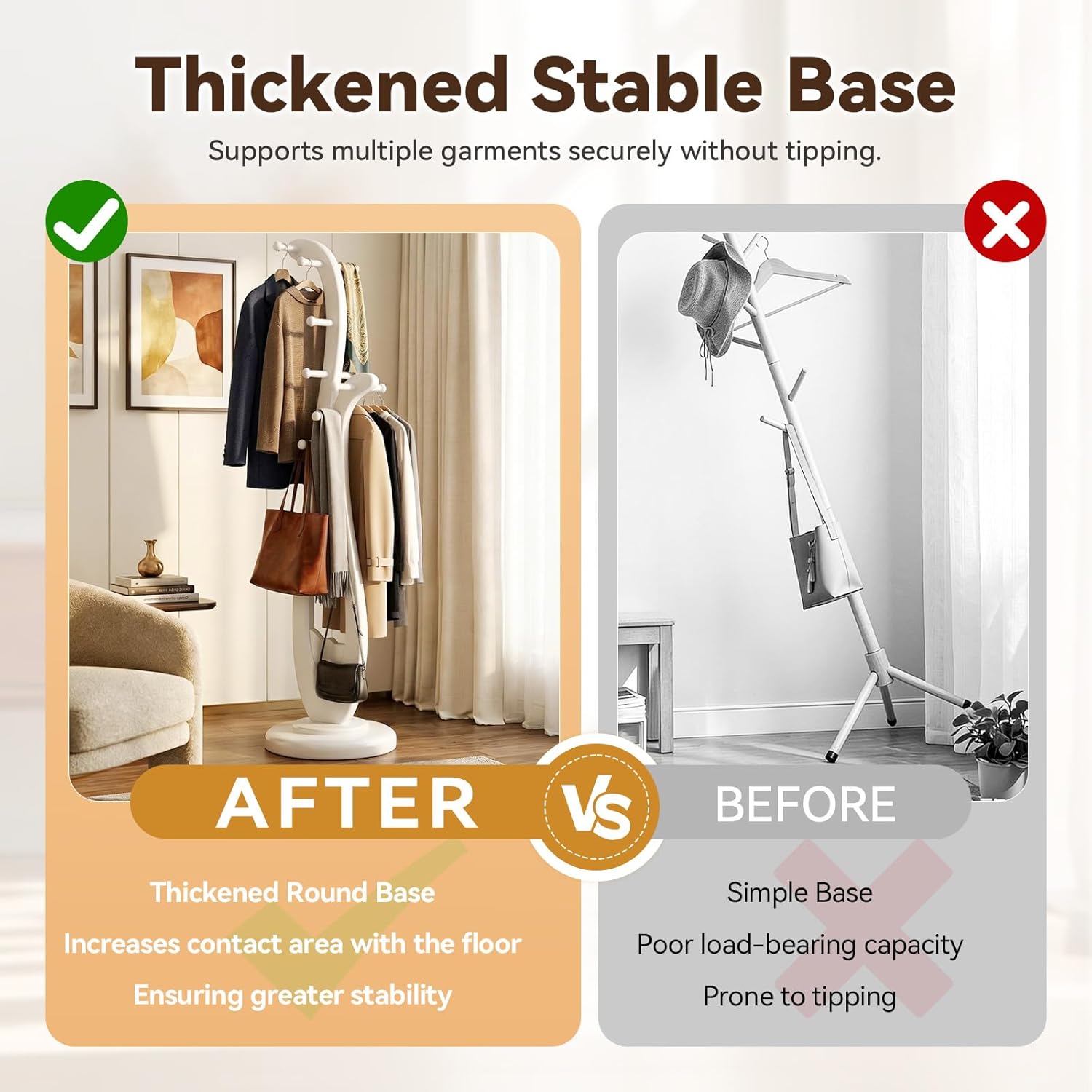 Heavy Duty Solid Wood Coat Rack Freestanding, 67" Artistic Curved Coat Tree with 12 Anti‑Slip Hooks & Stable Base, Sturdy Coat Hanger Stand for Entryway, Bedroom & Office, Vintage Natural Wood