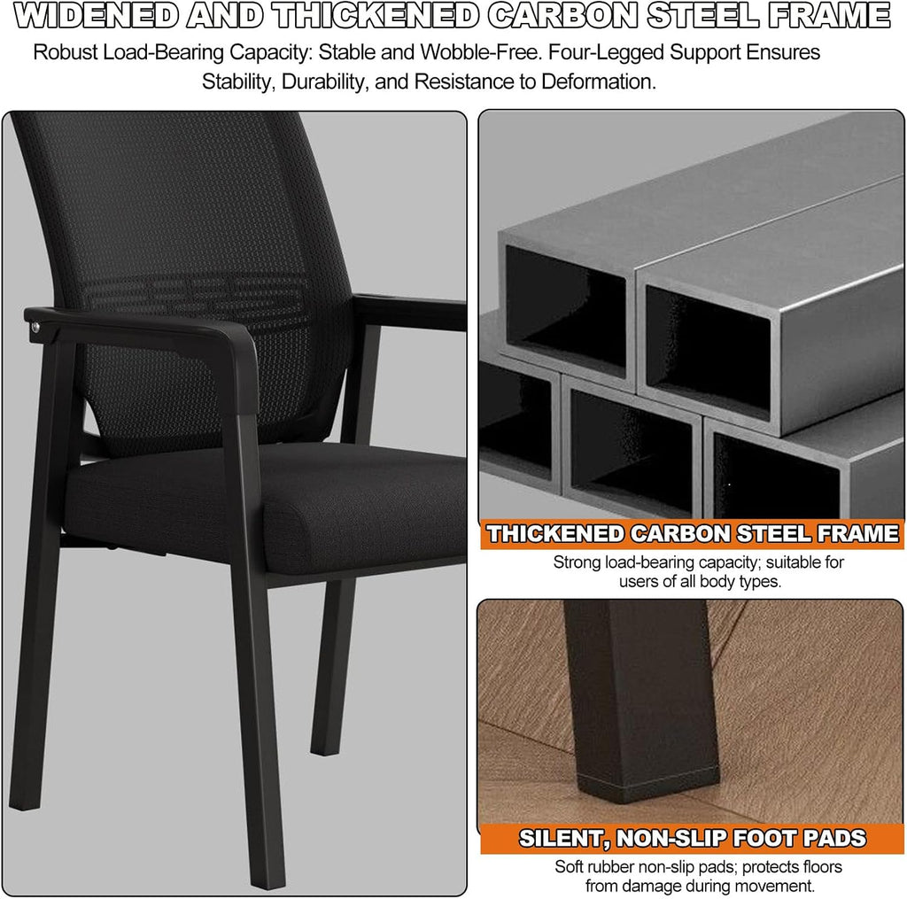 ,Gray,A,Black Stackable Arm Reception Chairs with Mesh Back and Upholstered Fabric Cushion, Sturdy Metal Frame, Easy to Store and Use, Perfect for Indoor and Outdoor Spaces