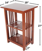 Alaterre Furniture Mission 3-Tier End Table Set of 2 – Craftsman Style Wood Side Table with Vertical Slat Side Panels and Open Storage for Living Room, Bedroom, or Cozy Reading Nook (Cherry)