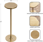 Kate and Laurel Pianka Decorative Modern Pedestal Round Drink Table, 7 x 7 x 22, Gold, Cast Aluminum Mini Table with Organic Tabletop Shape for Use as Small Plant Stand or Living Room Accent