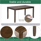 Dining Table Set, Wooden Kitchen Table Set with Rectangular Table, 4 Flat X Backrest Upholstered Chairs & a Bench, Table and Chairs with Non-Slip Feetmats for 6 People, Living Room, Walnut