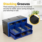 Northsky 9-Drawer Plastic Storage Drawers, Small Parts Organizer, Stackable Teacher Toolbox for Hardware, Screws, Nuts & Bolts, Stickers, Beads, Building Bricks, Garage Storage，14.17 × 7.09 × 9.45