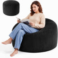 3FT Bean Bag Chairs for Adults, Medium Memory Foam Beanbags with Machine-Washable Wide Stripe Plush Cover Bean Bag Chair for Living Room Bedroom Dorm Office-Jet Black