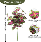 Artificial Plants Outdoor, 5 Bundles Faux Coleus Plants UV Resistant Fake Silk Greenery Leaves with Stems for Outside Front Porch Patio Garden Planter Decoration (Red)