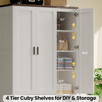ANCTOR Freestanding Wardrobe Closet 70.6" H, Tall Armoire Wardrobe Closet 3 Doors with Hanging Rod, Drawers, Adjustable Cube Shelves and a Closed Cabinet Organizer Modern Bedroom Clothes Cabinet