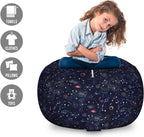 Lunarable Constellation Storage Toy Bag Chair, Star Clusters Galaxies and Planets Astrology Themed Abstract Illustration, Stuffed Animal Organizer Washable Bag, Large Size, Space Blue