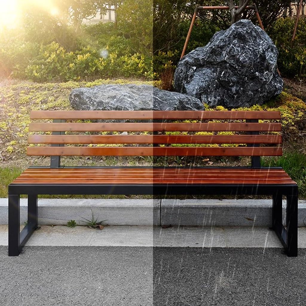 Patio Benches for Outdoors Outdoor Park Chair Solid Wood Backrest Square Leisure Bench Plastic Playground Community Indoor Rest Garden Benches for Outdoors