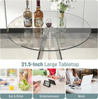 2 Pack Round Pub Table, 37.4" High Top Bar Table, 31.5" Small Cocktail Tables with Silver Metal Base & Glass Top, for Small Spaces, Bistro Pub, Cafe(Silver)