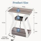 OLIXIS 3 Tier End Table with Charging Station, Modern Curved Nightstand Side Table with USB, Type-C Port & AC Outlets, Storage Shelf Cabinet for Living Room Bedroom Home Decor, Off-White