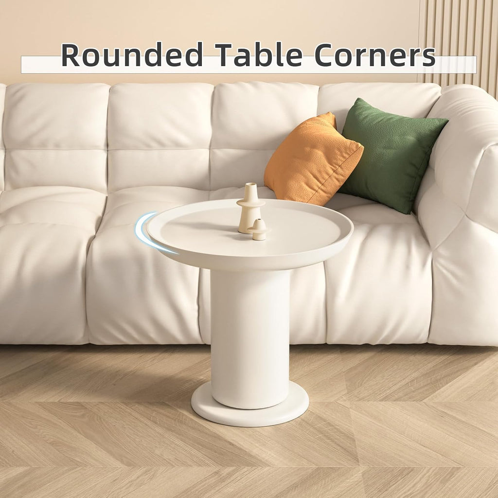 End Table,Accent Table Ideal for Any Room-Side Table Living Room,Side Tables Bedroom,end endTable Cream White for Indoor